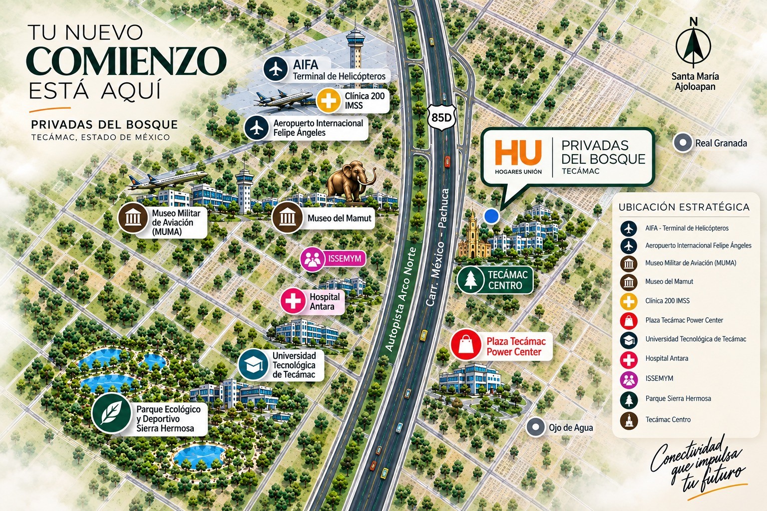 Ubicación estratégica de Privadas del Bosque, Tecámac de Felipe Villanueva